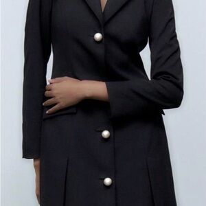 Zara Black Blazer with Pearl Buttons